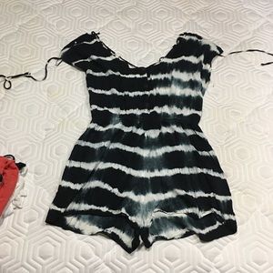 Women’s Black and White Tye Dye Romper